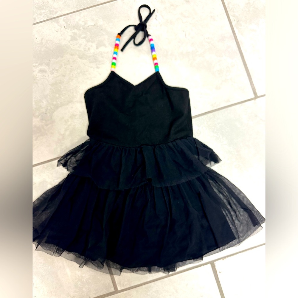 Black Tiered Kids Casual Dress